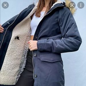 NWT Abercrombie & Fitch Sherpa Lined Military Jacket Coat XS Navy